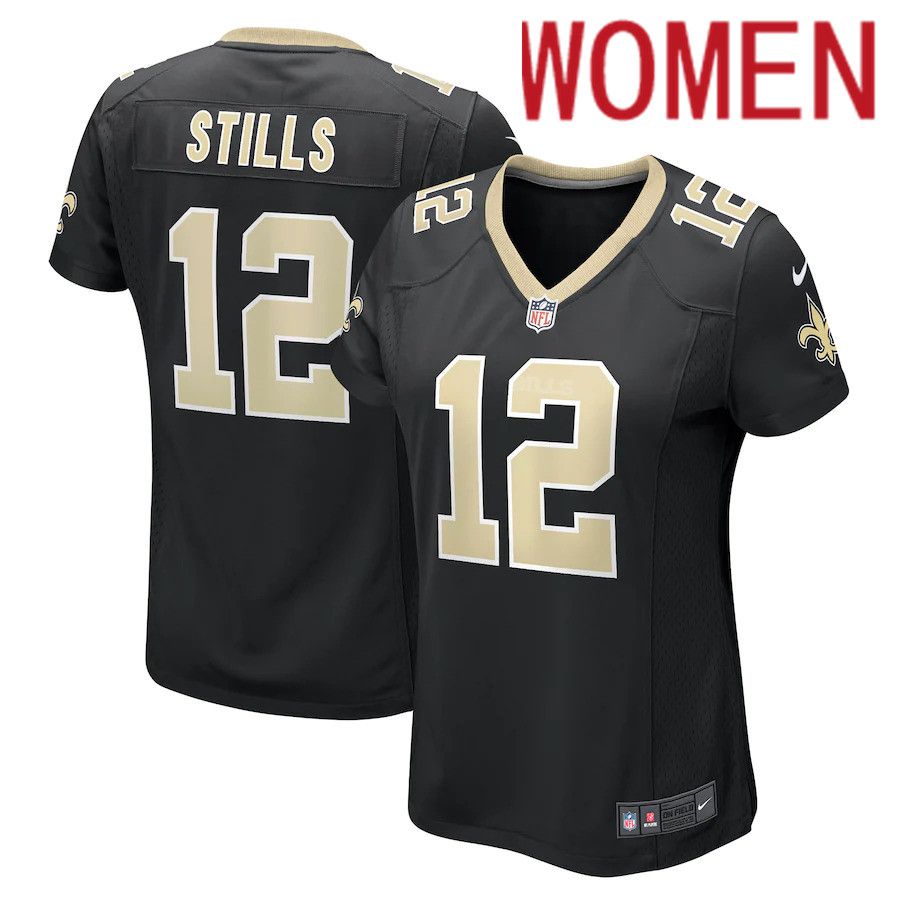 Women New Orleans Saints #12 Kenny Stills Nike Black Game NFL Jersey->women nfl jersey->Women Jersey